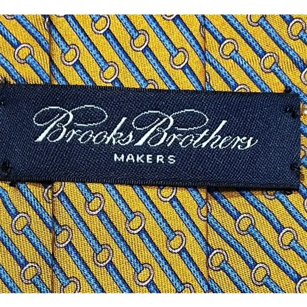 Brooks Brothers Makers Silk Neck Ties Lot 3 Blue Yellow Equestrian Horse Preppy